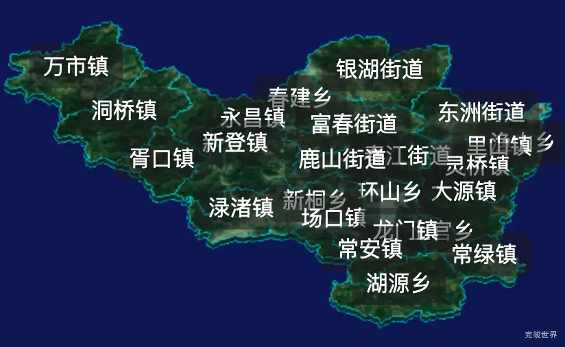 threejs杭州市富阳区geoJson地图3d地图自定义贴图加CSS2D标签